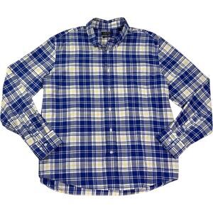 Ralph Lauren LRL Button Up Shirt Men's XL Regular Fit Blue Plaid Stretch